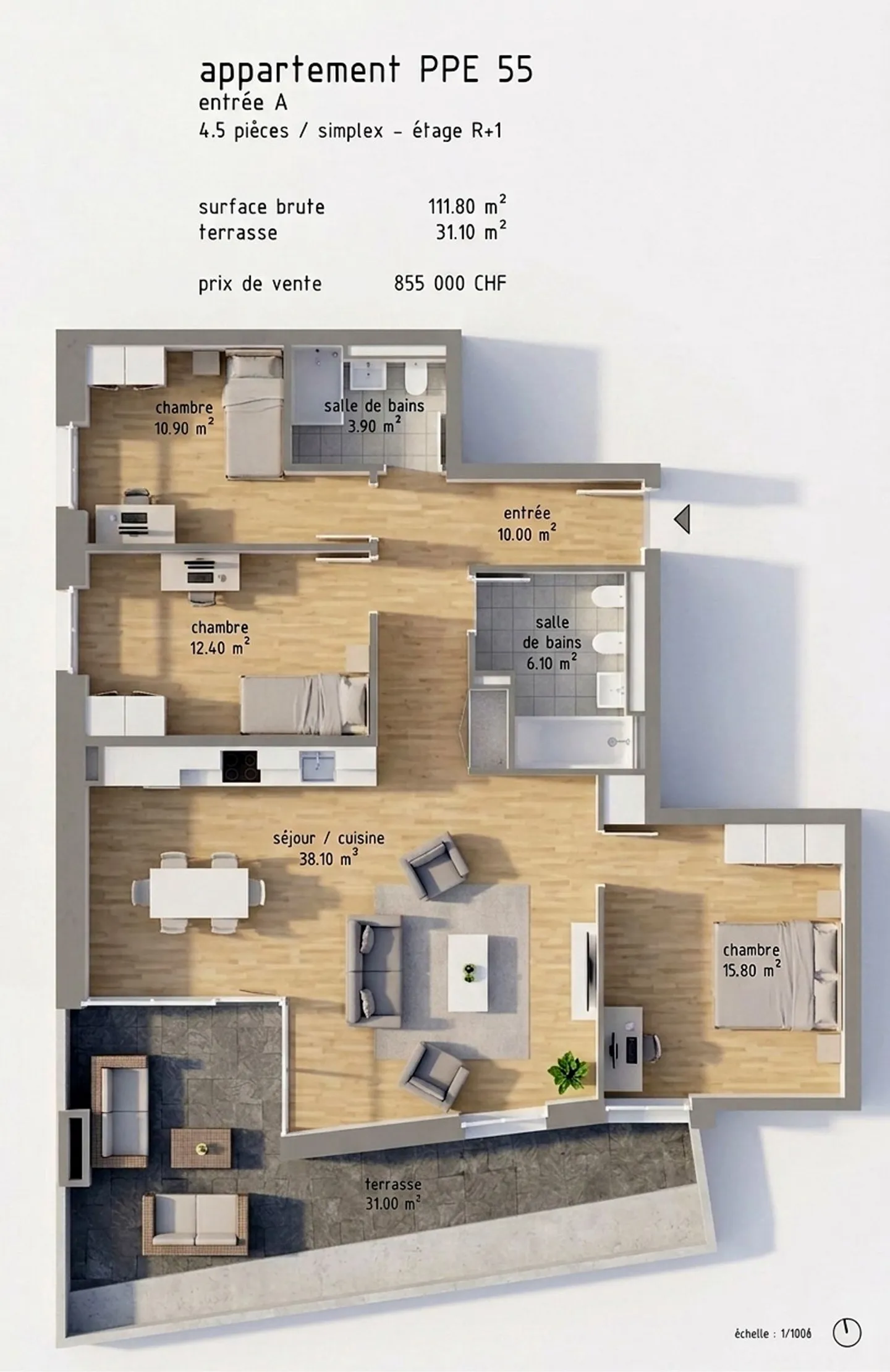 Appartement Moderne avec Terrasse - Photo 9 sur 10