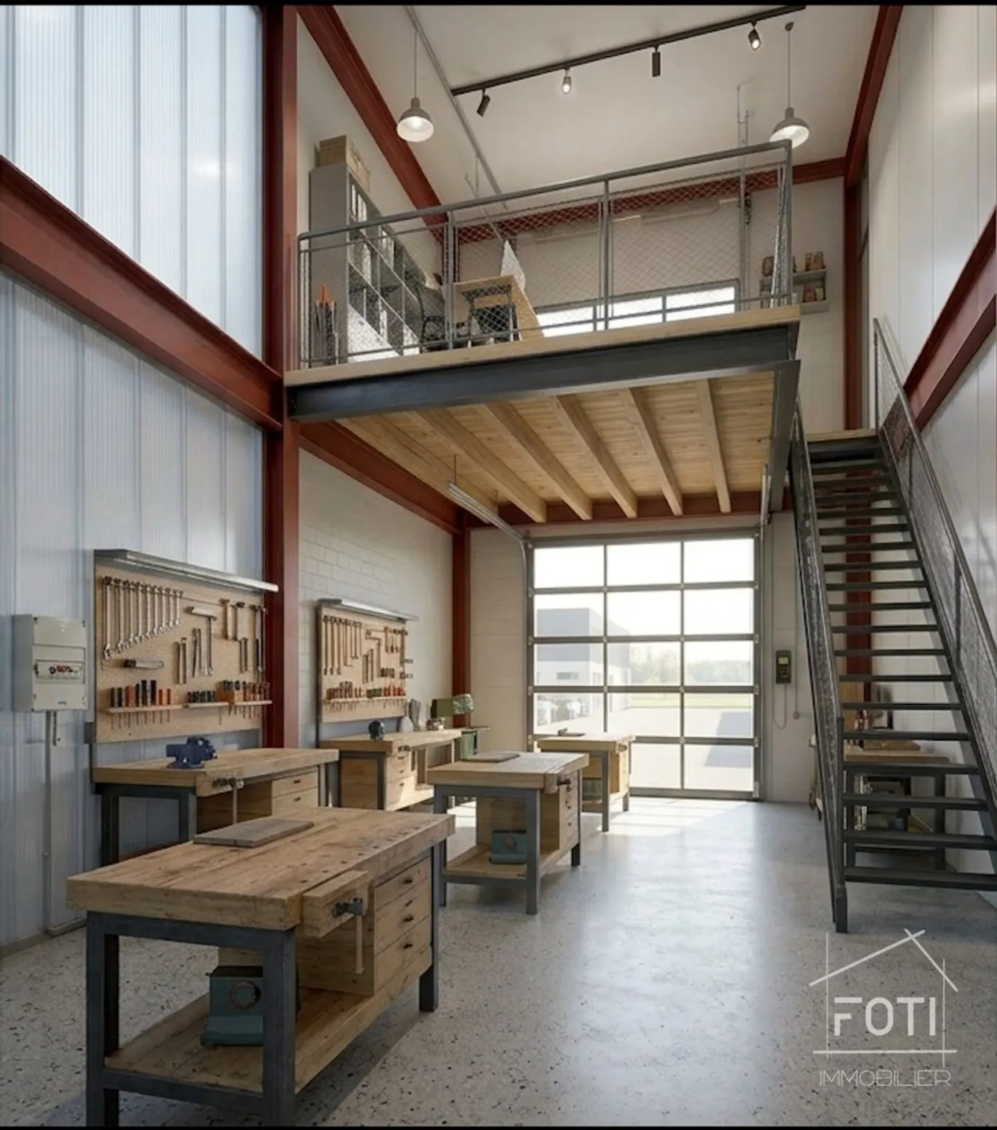 Neuer handwerklicher Raum 65 m² mit Mezzanin - Tür 4×4 m - Collombey-Monthey - Foto 2 von 9