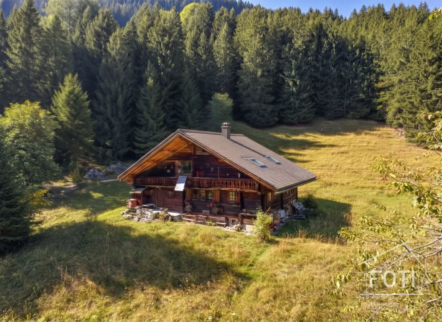 Bien rare - Chalet de 7,5 pièces niché dans 28'000 m² de forêt et de prairie. - Foto 1 von 13