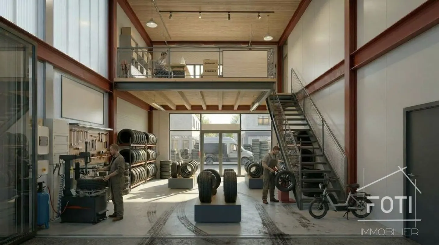Neuer handwerklicher Raum 65 m² mit Mezzanin - Tür 4×4 m - Collombey-Monthey - Foto 5 von 9