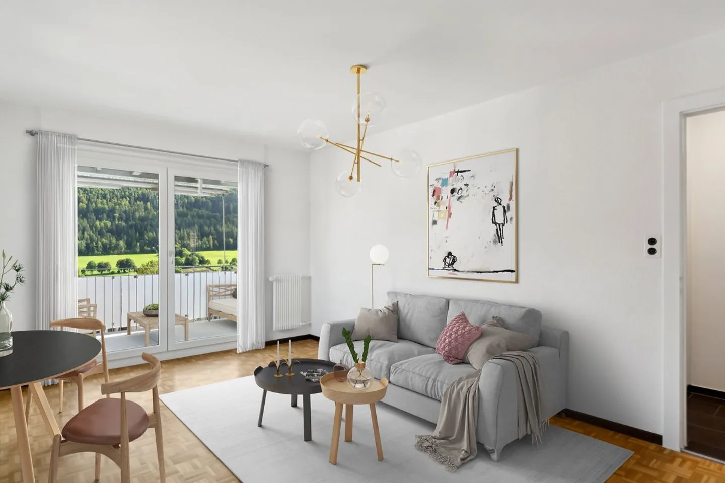 Magnifique appartement rénové de 3 pièces à louer avec terrasse et ascenseur - Foto 3 di 6