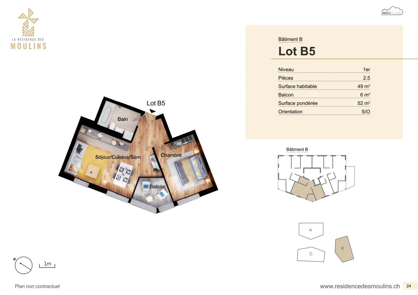 Spacieux 2.5 pièces ! - Photo 2 sur 12