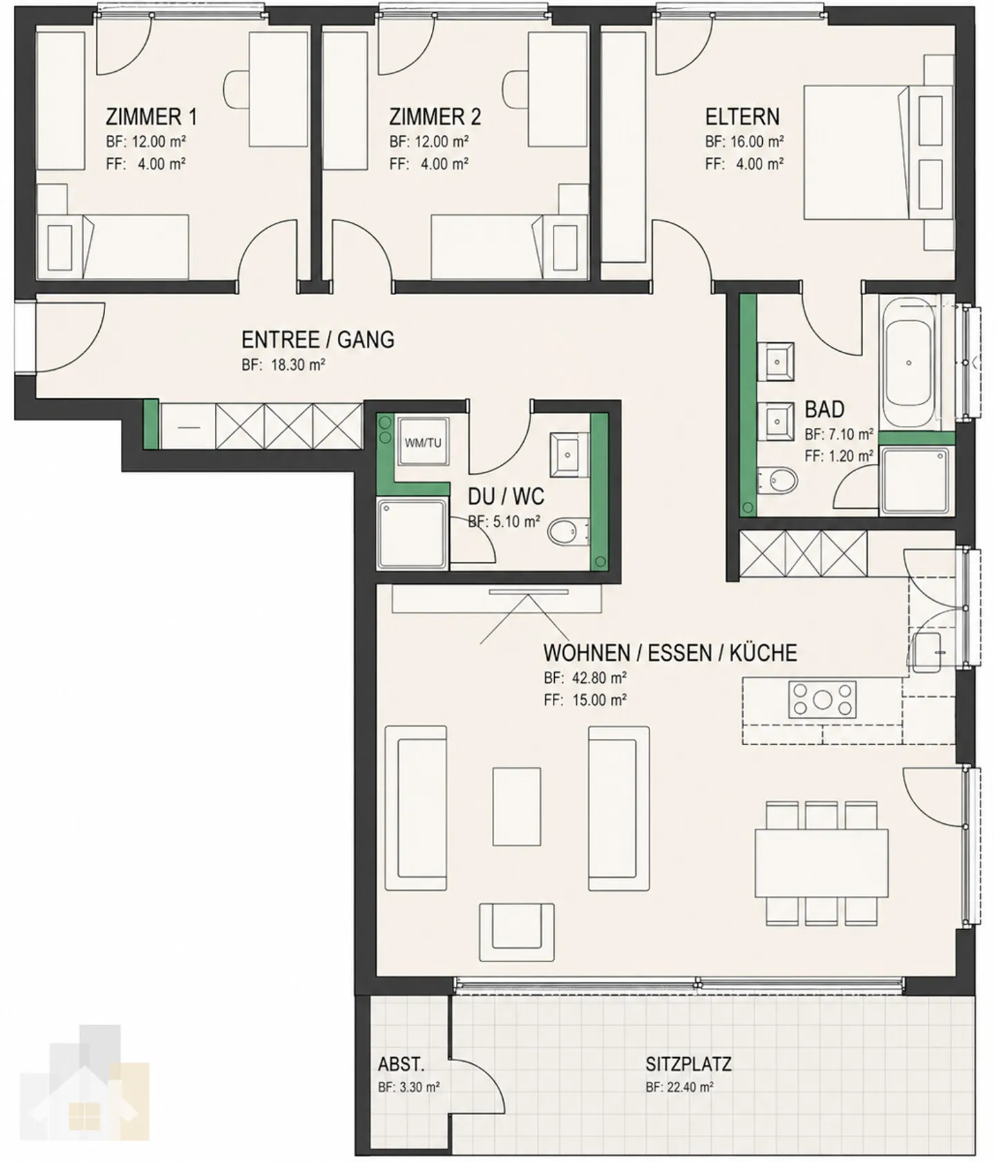 Garden Dream on the Ground Floor - Modern 4.5-Room Apartment with Covered Terrace - Photo 6 of 6