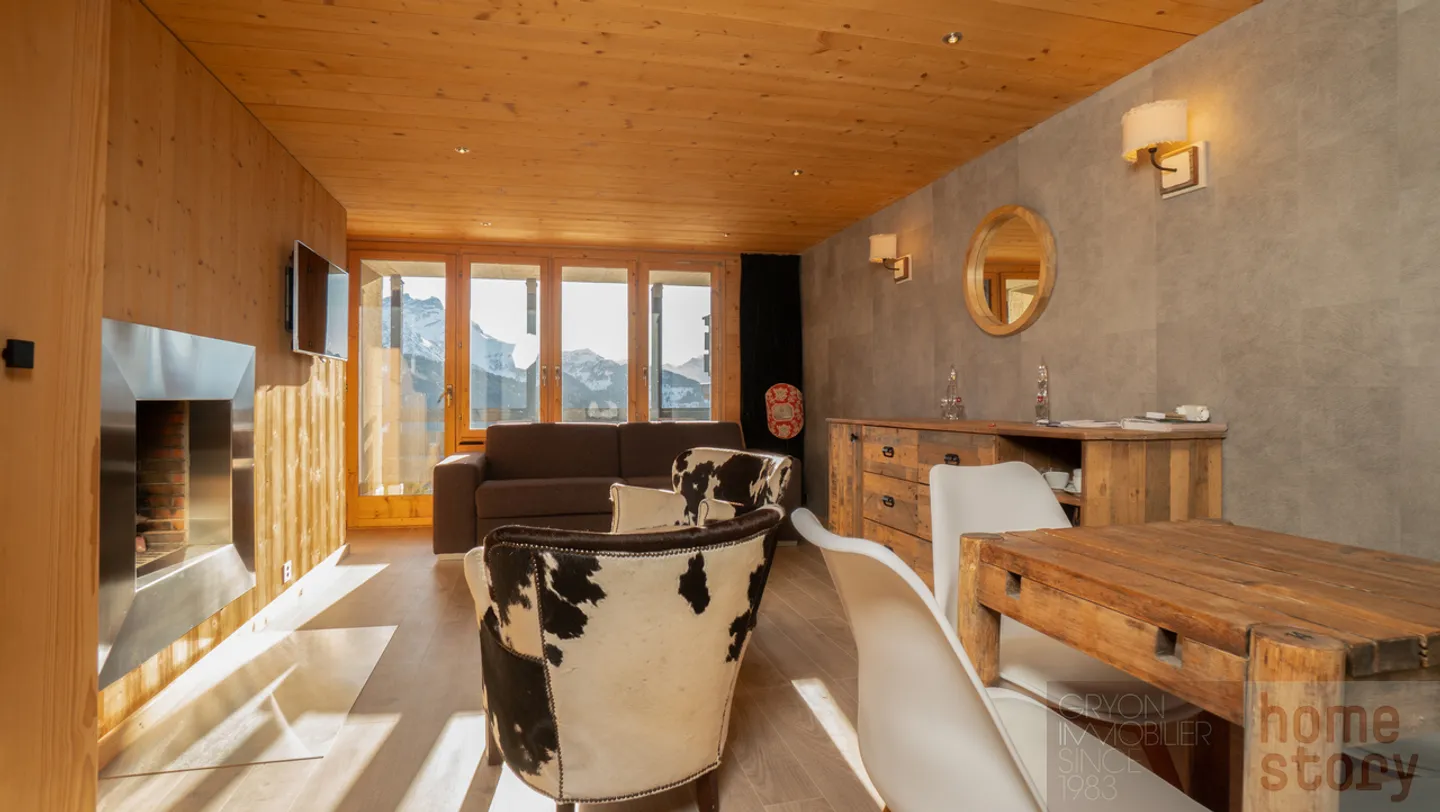 Studio ristrutturato con accesso diretto alle piste, balcone e vista montagne - Gryon - Foto 4 di 11