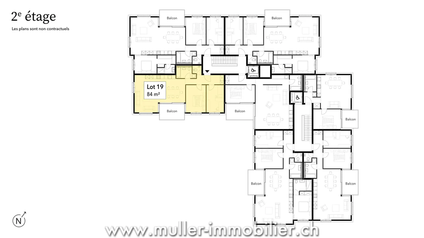 Superb 3.5-room apartment with balcony, nature view 4 min from Ursy - Photo 5 of 13