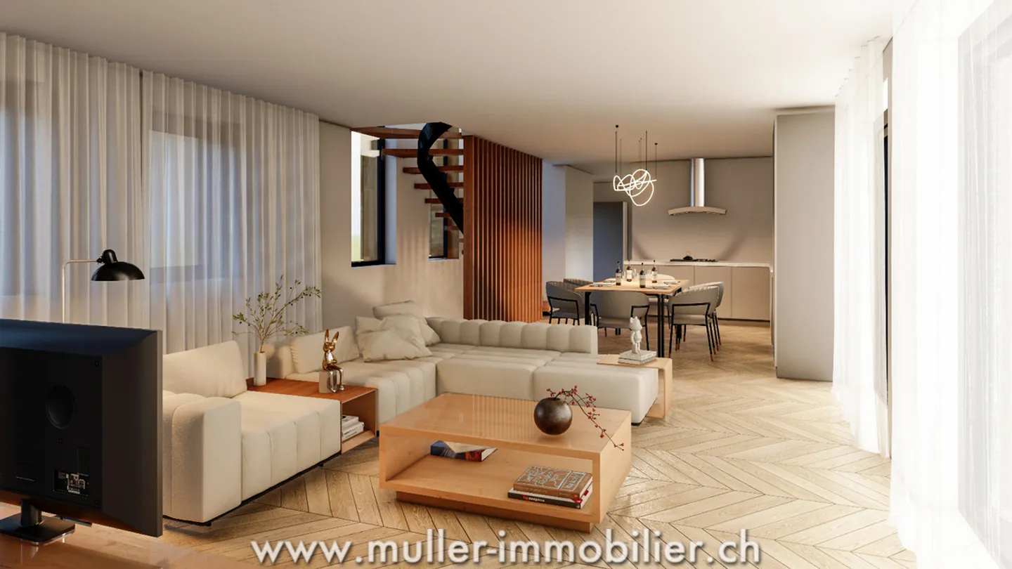 Villa neuve mitoyenne dans un hameau historique de la Broye - Photo 6 sur 13