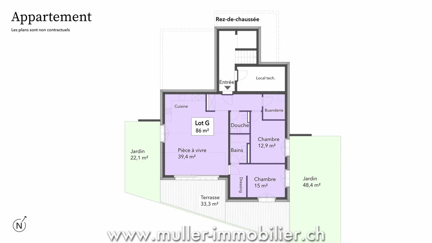 Letzte verfügbare Neubauwohnung - 3 Zimmer mit Terrasse & Gärten - Foto 4 von 13