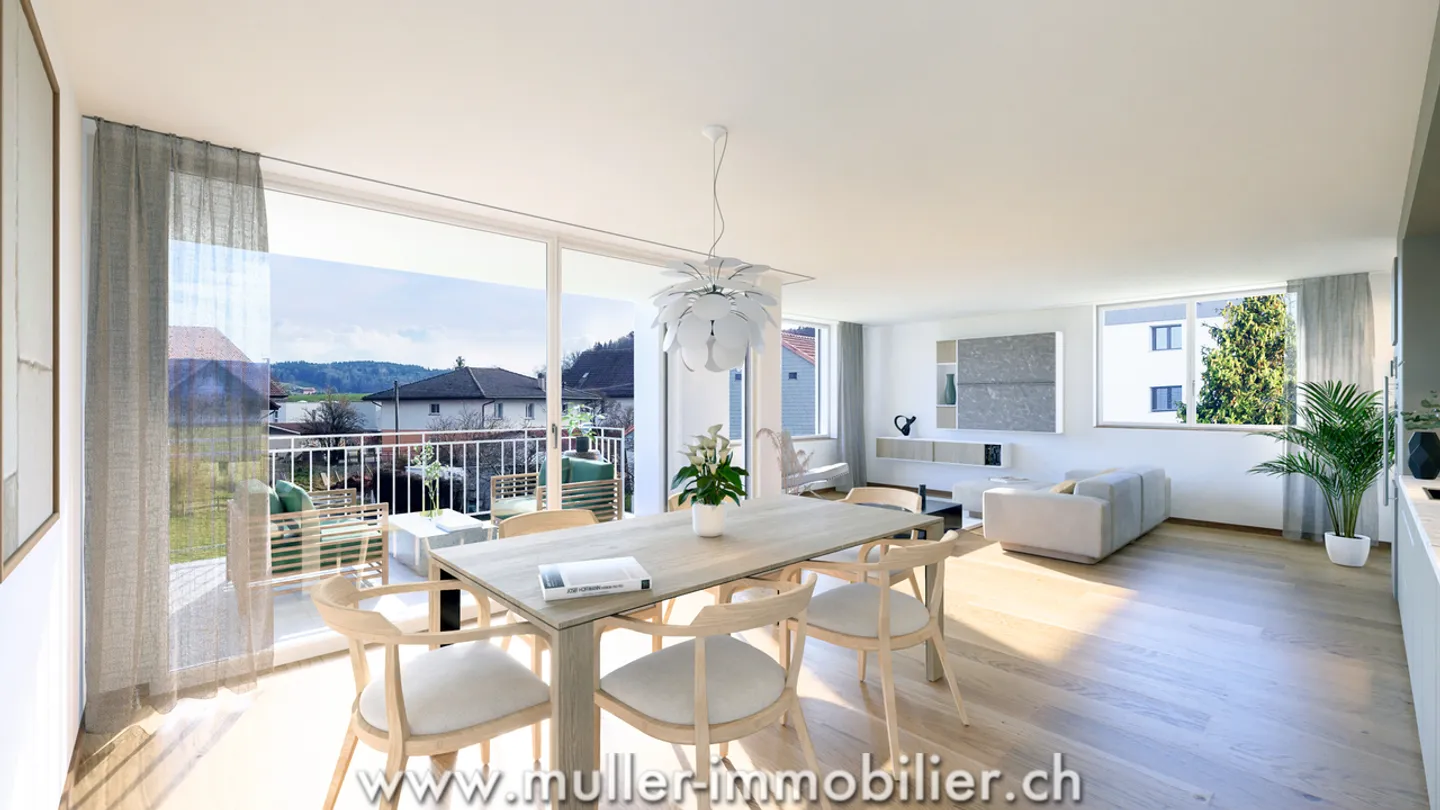 Comfortable 3.5-room apartment in Siviriez, clear view and quiet! - Photo 1 of 12