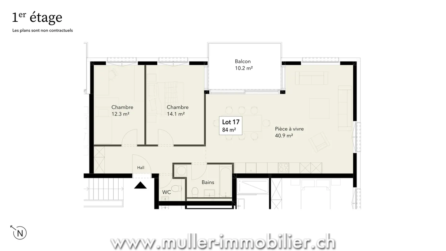 Comfortable 3.5-room apartment in Siviriez, clear view and quiet! - Photo 2 of 12