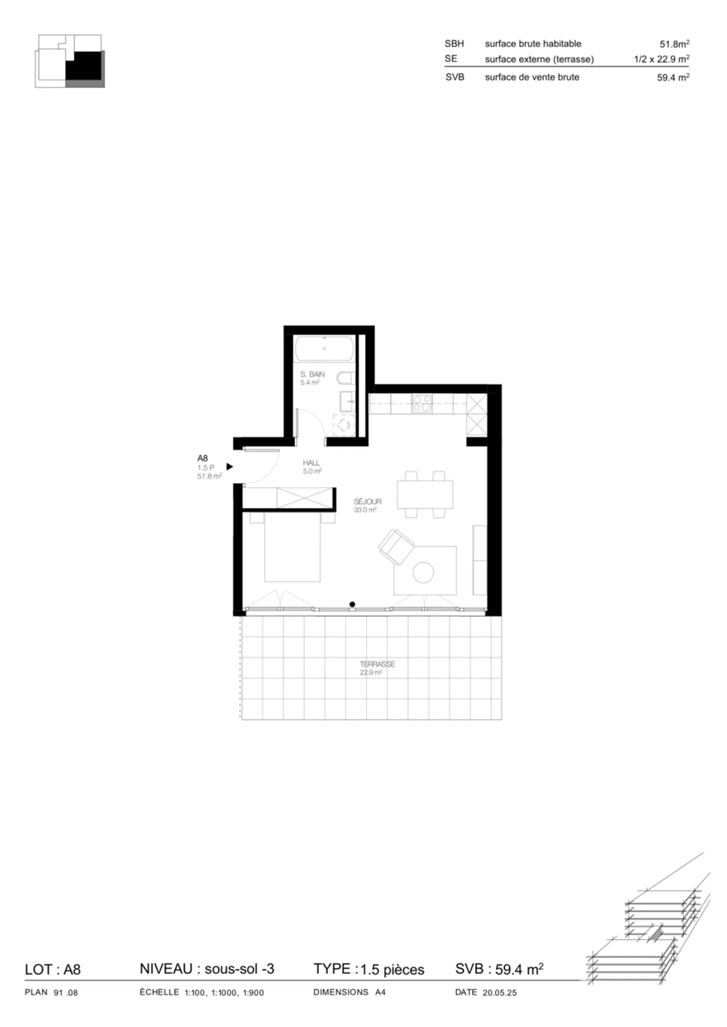1.5 ROOM APARTMENT ON PLAN IN CORIN - Photo 6 of 6