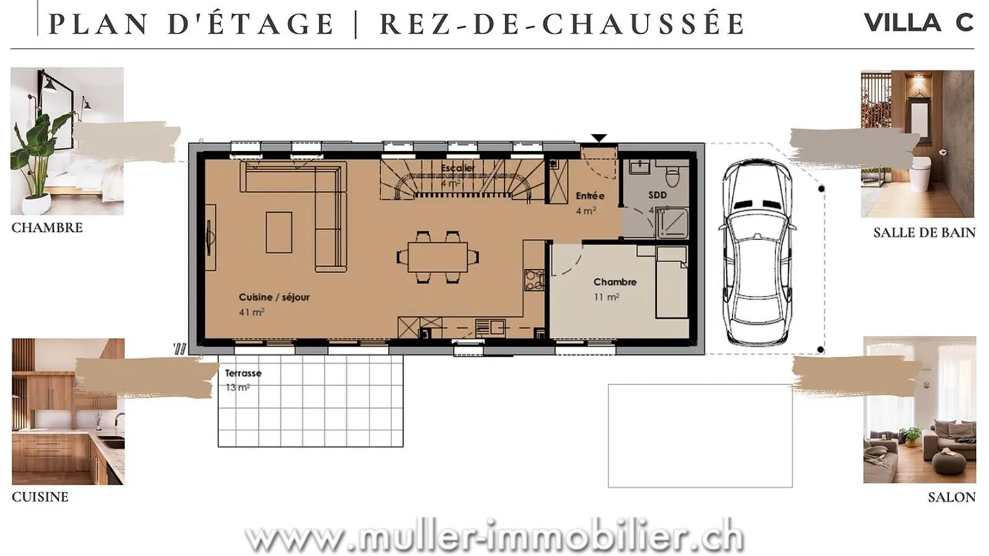 Villa neuve mitoyenne avec jardin dans les hauteurs de Payerne - Photo 8 sur 13