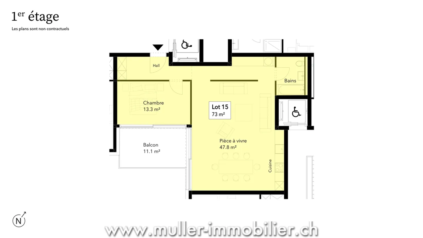 Appartamento 2,5 locali con balcone e vista libera a 5 min da Romont - Foto 3 di 13