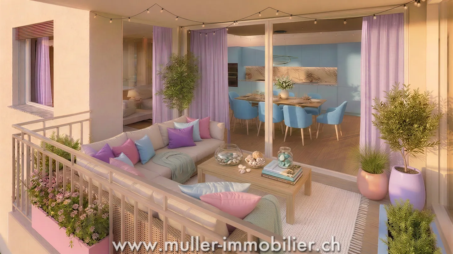 2.5-room apartment with balcony and unobstructed view 5 min from Romont - Photo 3 of 13