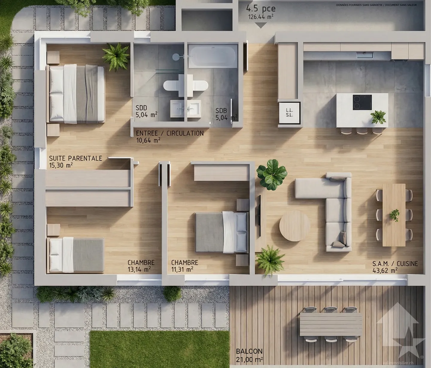 Appartement spacieux avec vue alpine - Photo 2 sur 12