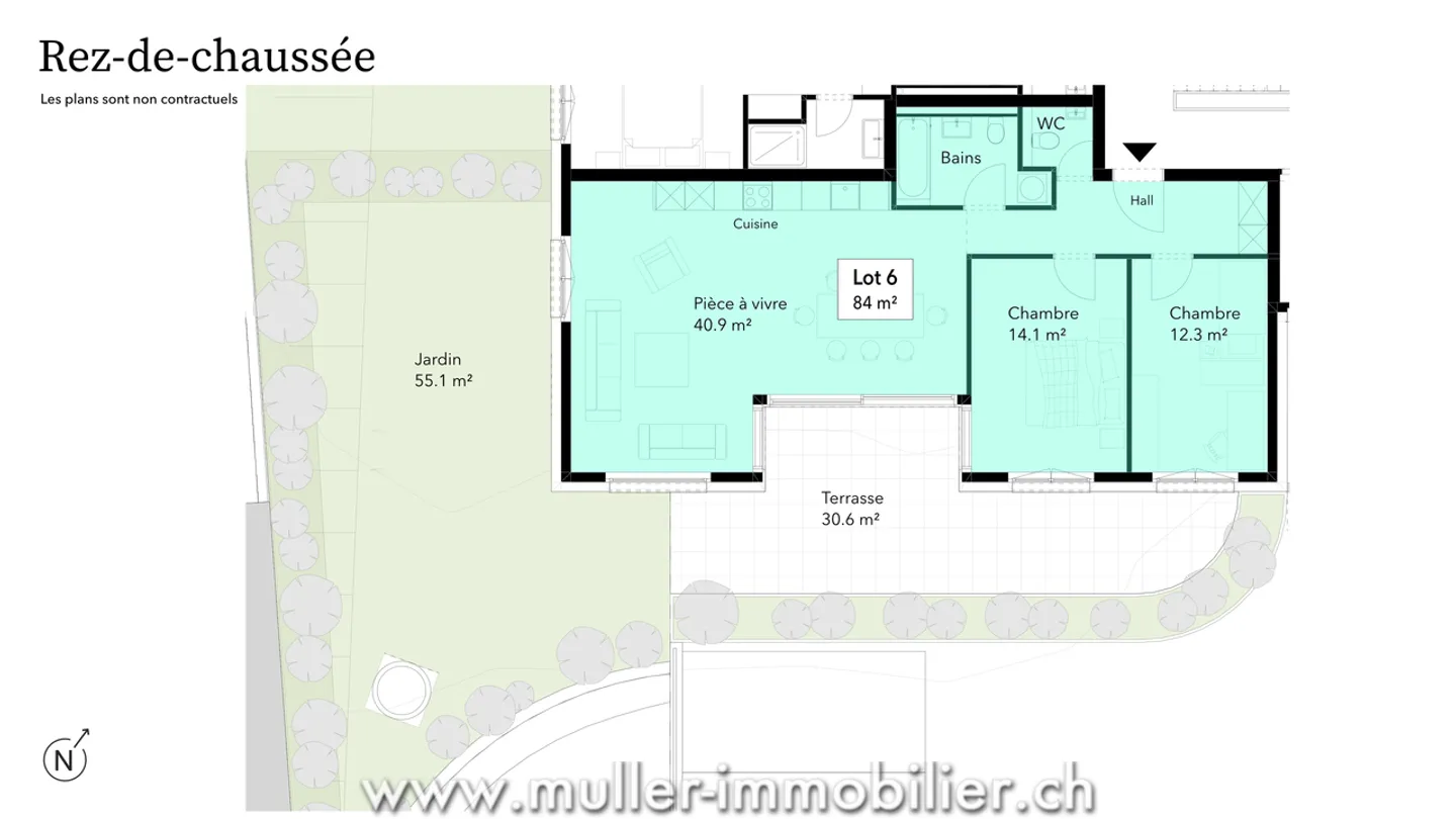 3,5 pièces avec terrasse et jardin, cadre paisible à Siviriez ! - Photo 3 sur 4