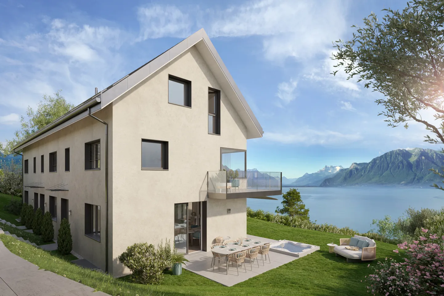 Vicino a Vevey, nuovo progetto di 3 ville di 5,5 locali - vista panoramica - Foto 7 di 13