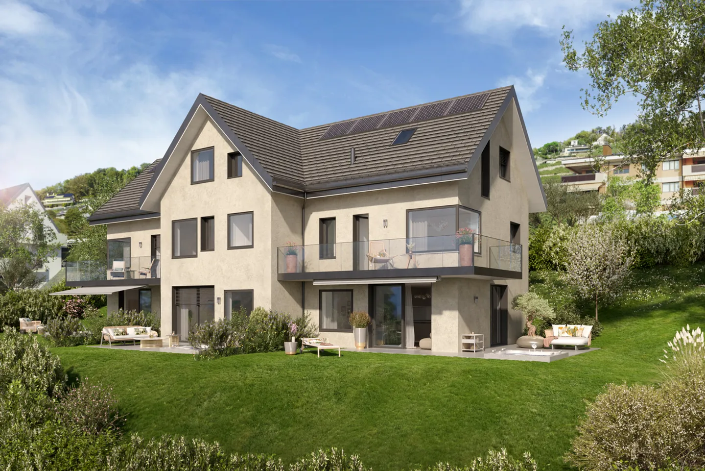 Vicino a Vevey, nuovo progetto di 3 ville di 5,5 locali - vista panoramica - Foto 6 di 13