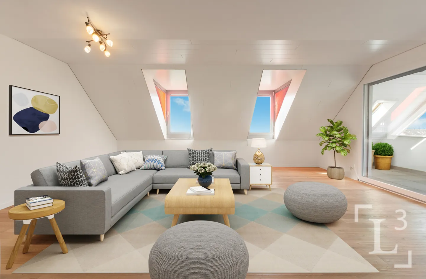 Duplex attico con grande balcone e vista lago - Foto 3 di 13