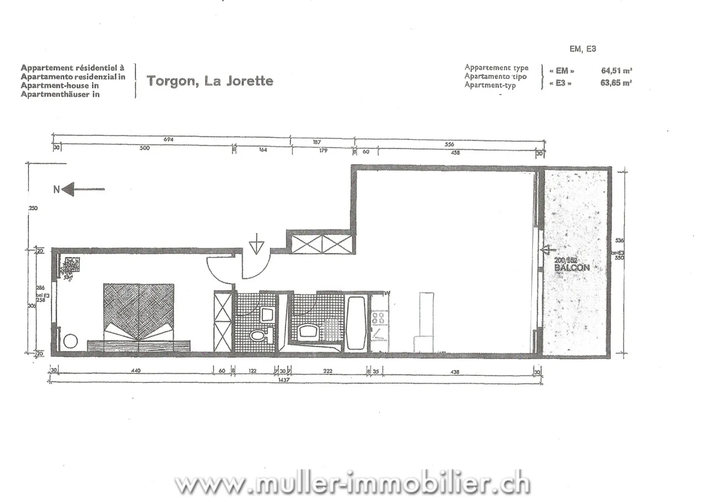 Schöne 2,5-Zimmer-Wohnung, nach Süden ausgerichtet, im 1. Stock in Torgon - Foto 10 von 13