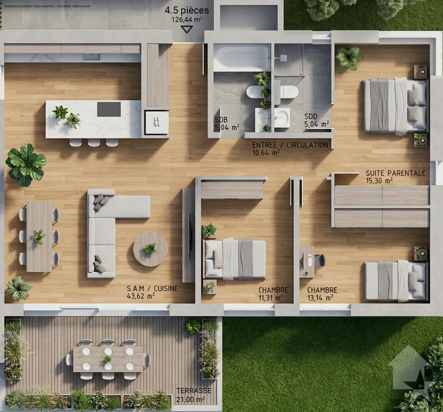 4,5-Zimmer-Wohnung - Lot C1 - Die Gärten von Plan-Conthey - Foto 2 von 12