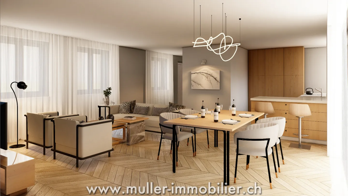 Villa neuve mitoyenne avec jardin dans les hauteurs de Payerne - Photo 5 sur 13