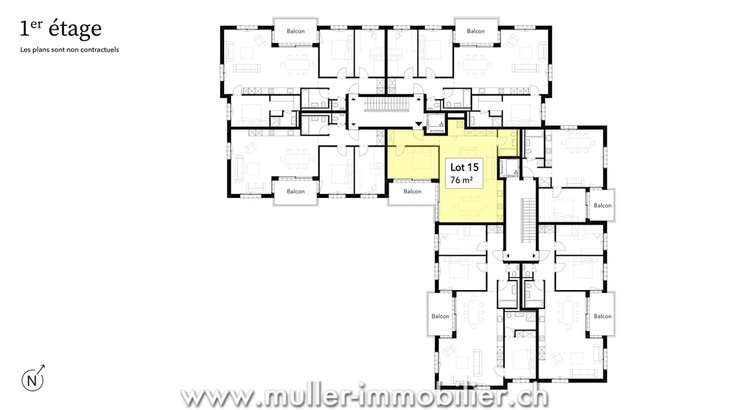 Appartement 2,5 pièces avec balcon et vue dégagée à 5 min de Romont - Photo 11 sur 13