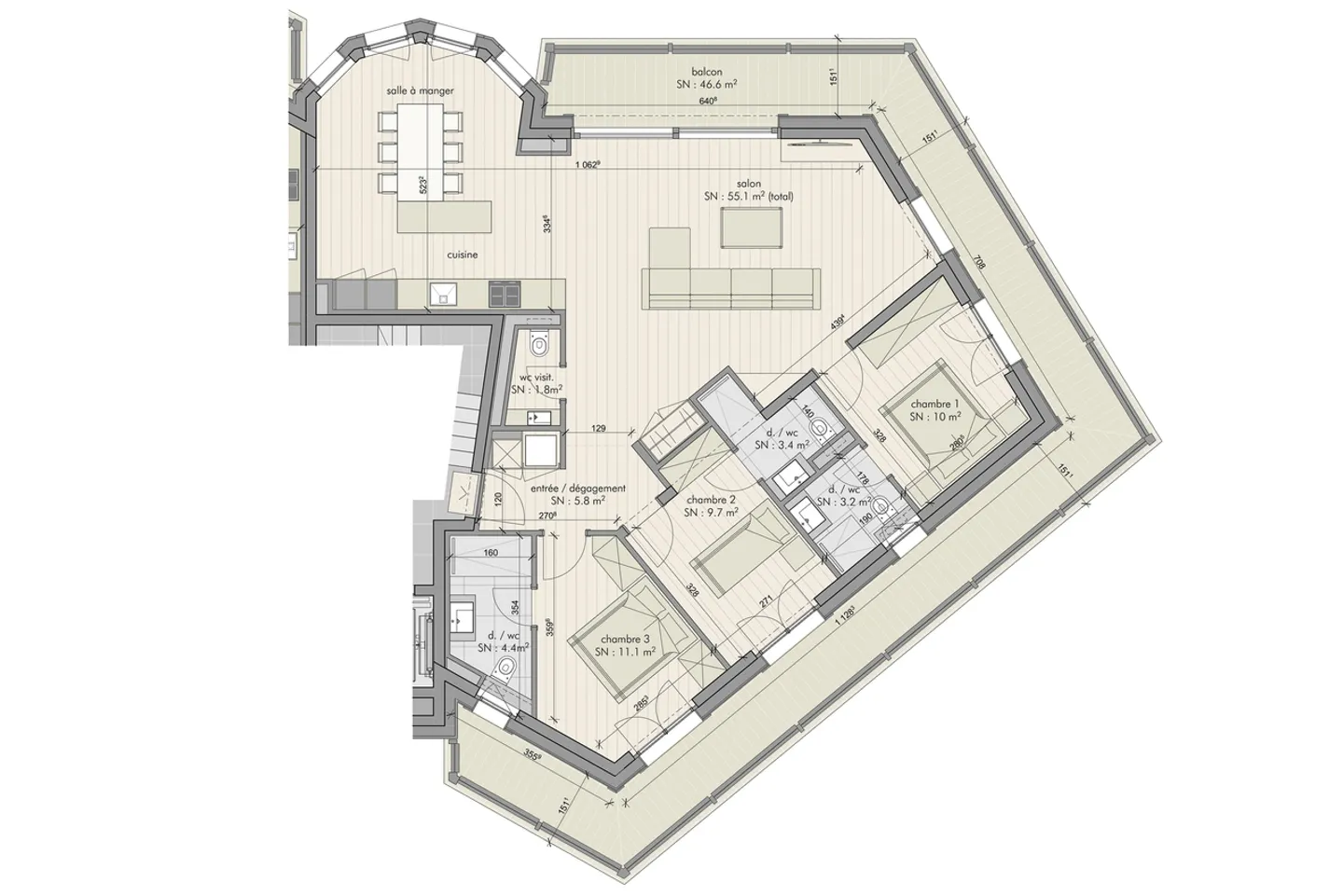 Geräumige Wohnung, 4,5 Zimmer, 151 m2, im 2. Stock eines neuen Gebäudes - Foto 4 von 13
