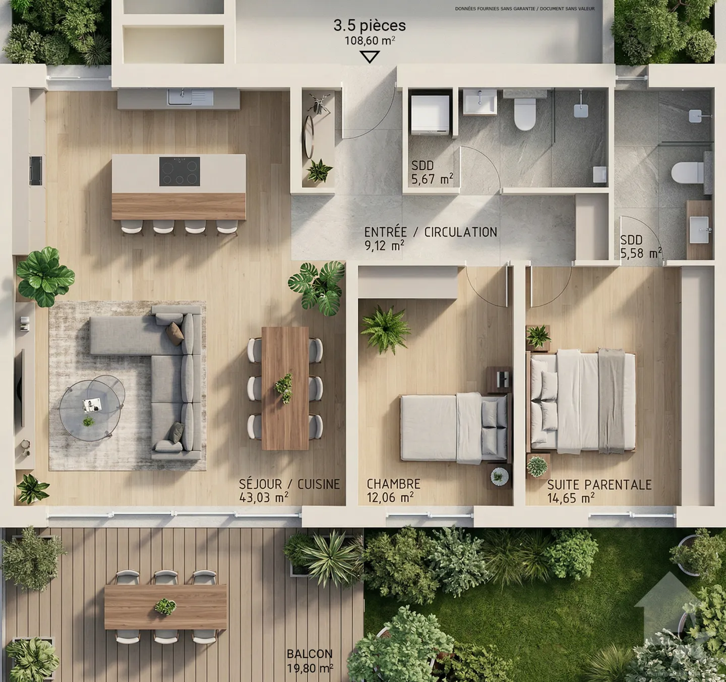 3,5-Zimmer-Wohnung - Los B3 - Die Gärten von Plan-Conthey - Foto 2 von 12