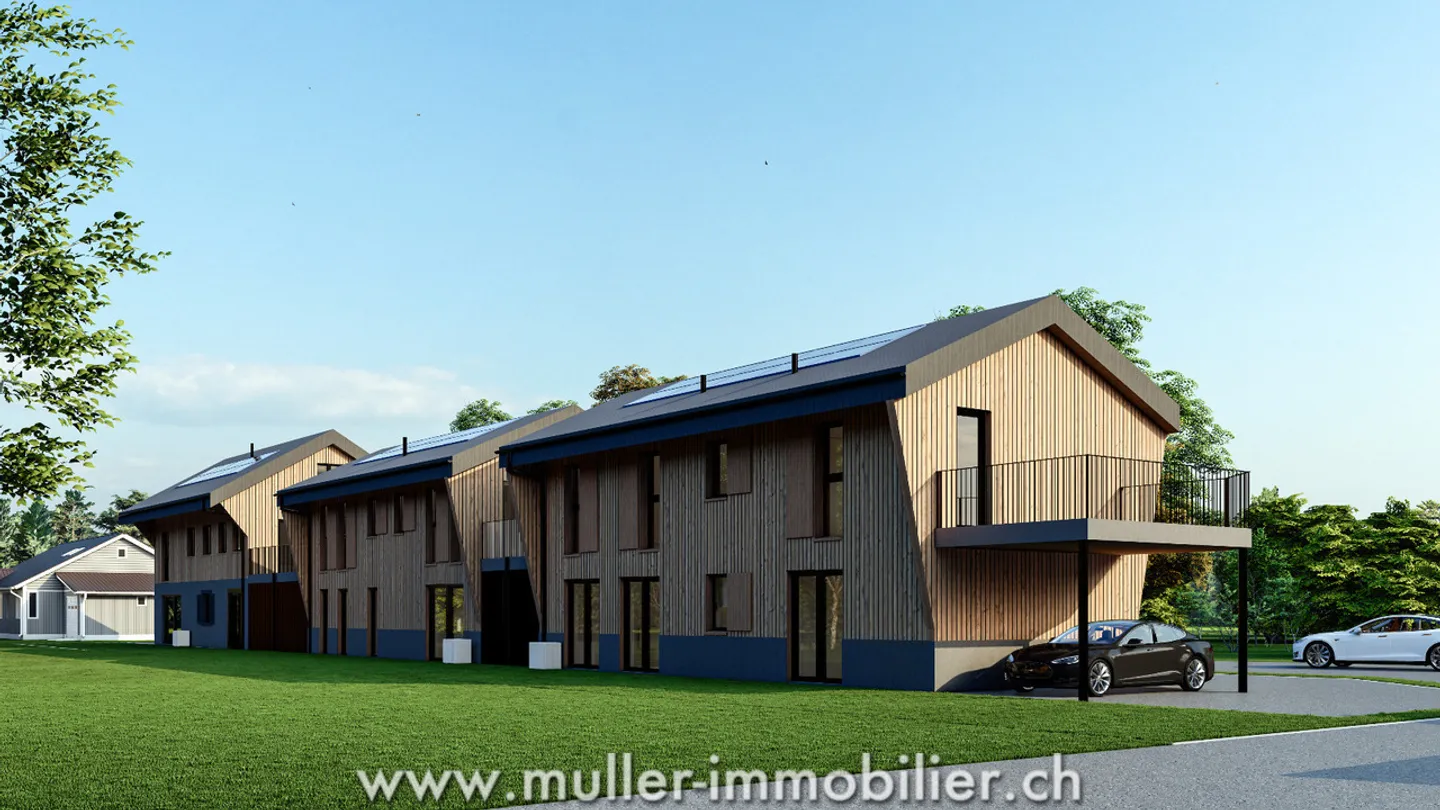 Villa neuve mitoyenne avec jardin dans les hauteurs de Payerne - Photo 1 sur 13