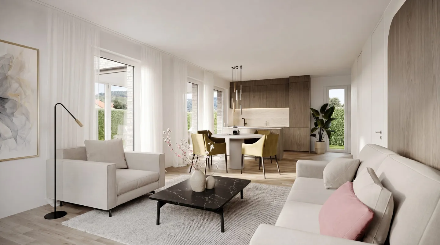 Élégant appartement de jardin de 2.5 pièces avec grande terrasse pour les plus hautes exigences à Biel-Benken - Photo 1 sur 3