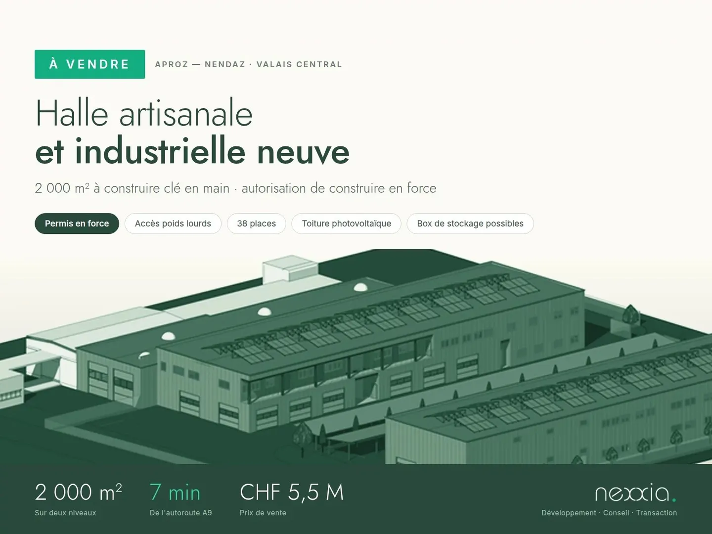 New artisanal and industrial hall 2,000 m² — Aproz (Nendaz) - Photo 1 of 2
