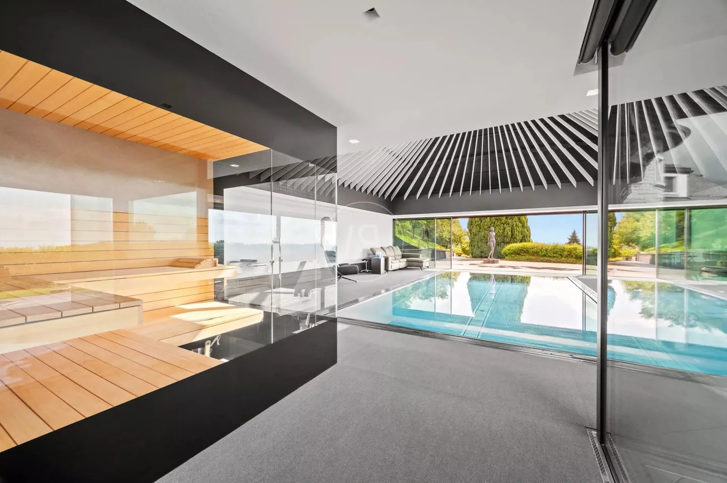 Superbe propriété avec vue sur le lac et piscine intérieure à Givrins - Photo 10 sur 13