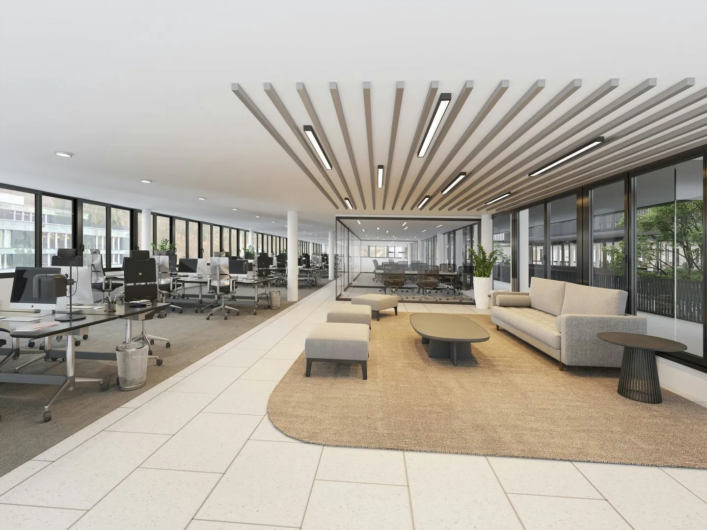Bureaux, cabinet ou showroom de 150 m2 à 1'120 m2 autrement : Lumineux et avec une ambiance de patio - Photo 4 sur 5