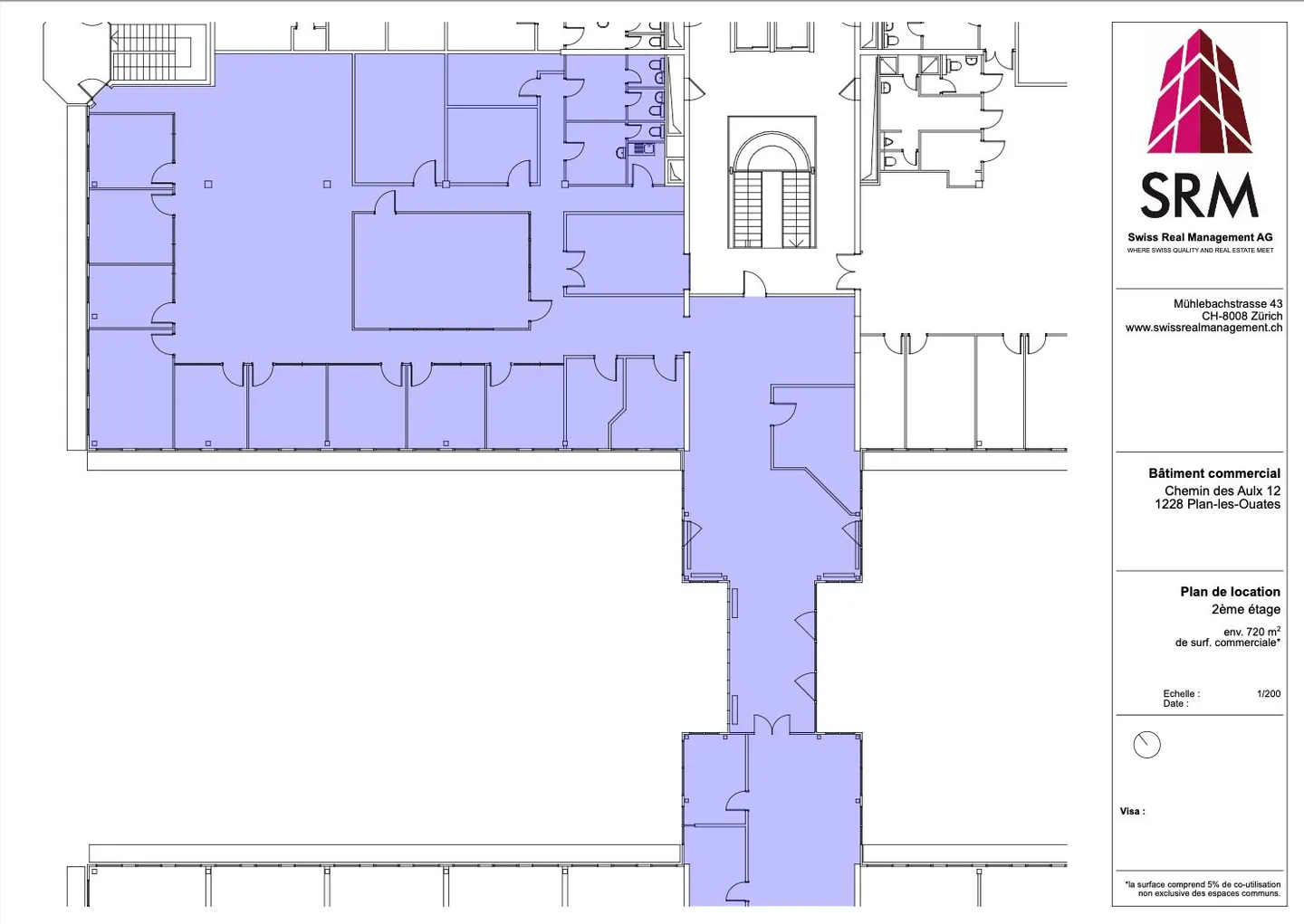 Surface in Plan-les-Ouates – CTN 12 – 2nd floor: approx. 720 m² - Photo 2 of 3