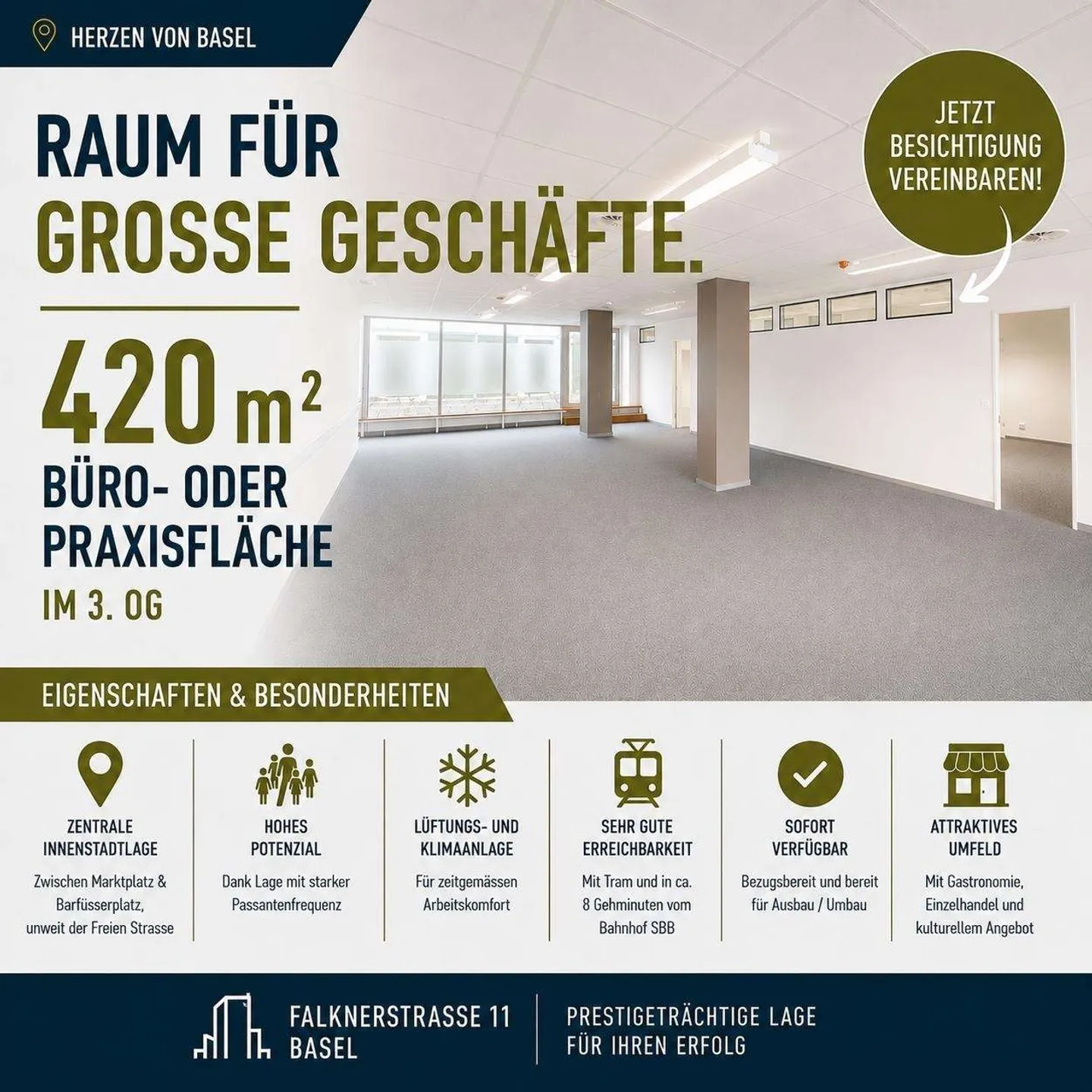 Bureau spacieux de 420m² au cœur de Bâle - Photo 1 sur 7