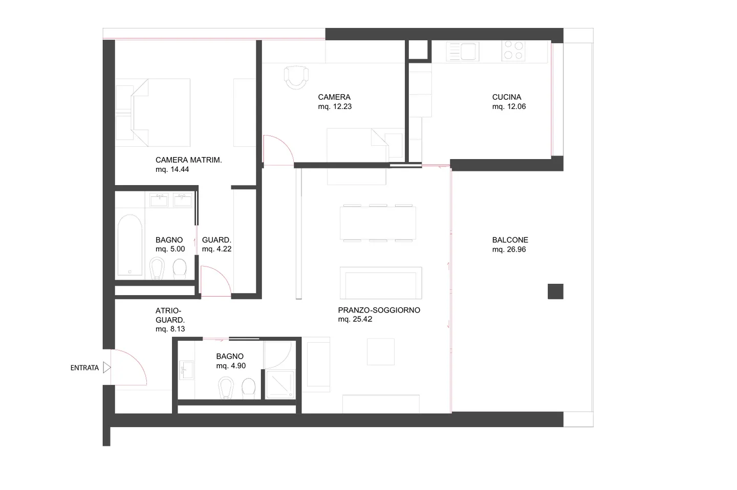 ELEGANTE 3.5 ZIMMER MIT TERRASSE UND OFFENEM BLICK IN LUGANO - Foto 10 von 10