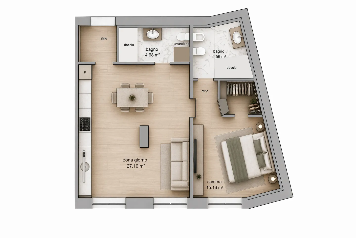 SECONDARY RESIDENCE - NEW 2.5 ROOMS IN LUGANO CENTER - Photo 6 of 7