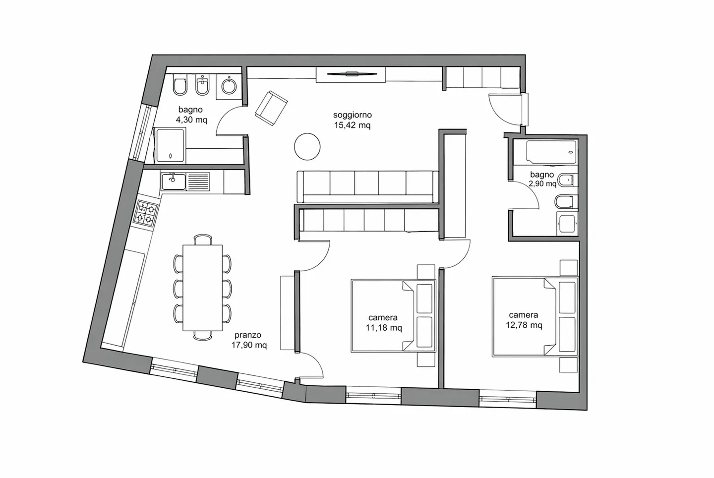 SECONDARY RESIDENCE - NEW 3.5 ROOMS IN THE CENTER OF LUGANO - Photo 6 of 6
