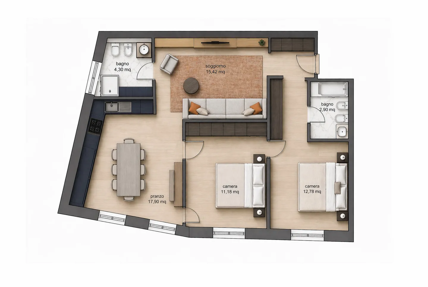 SECONDARY RESIDENCE - NEW 3.5 ROOMS IN THE CENTER OF LUGANO - Photo 5 of 6