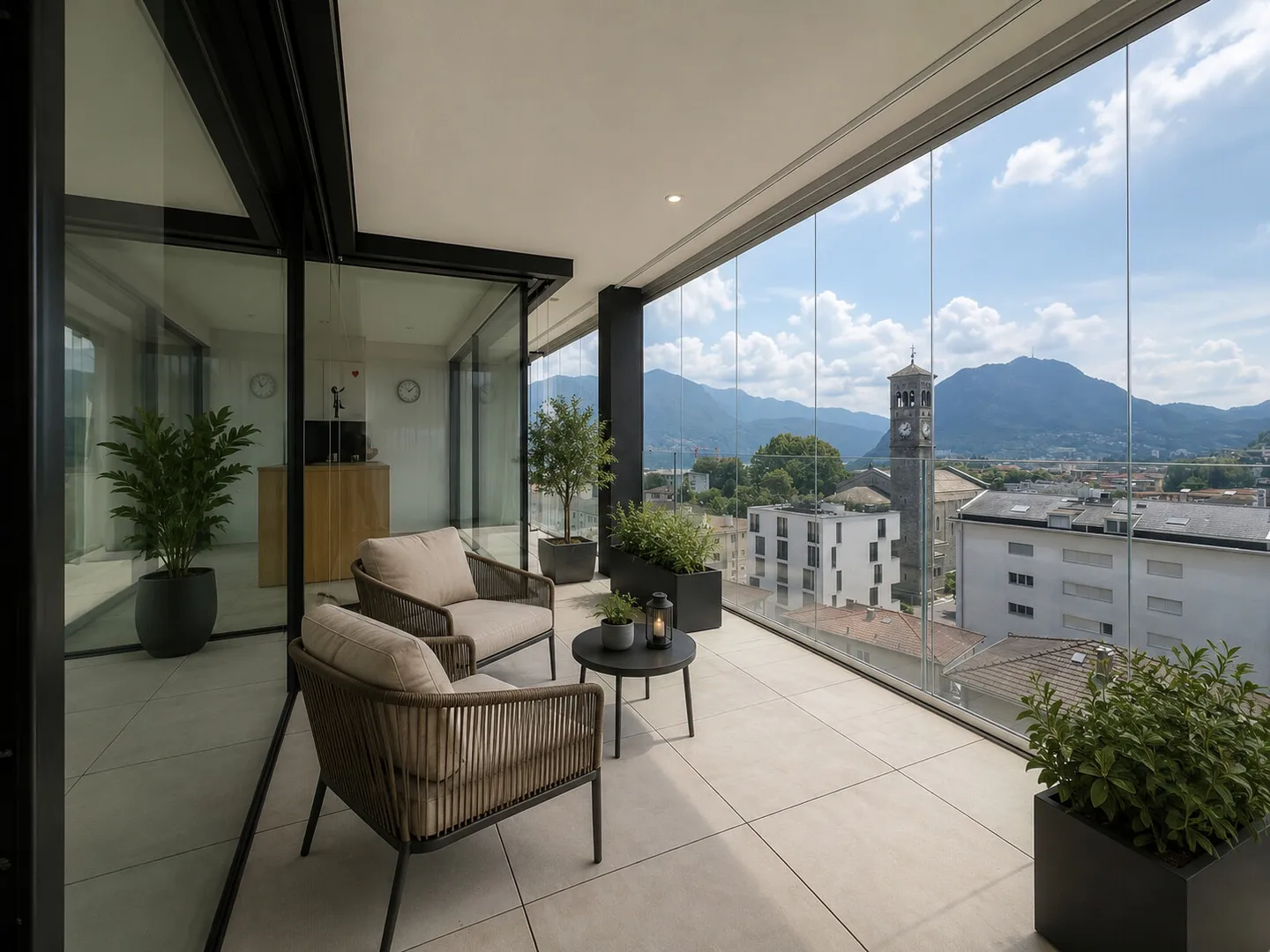 HELL 3.5 ZIMMER MIT TERRASSE UND SEEBLICK IN MASSAGNO - Foto 3 von 8