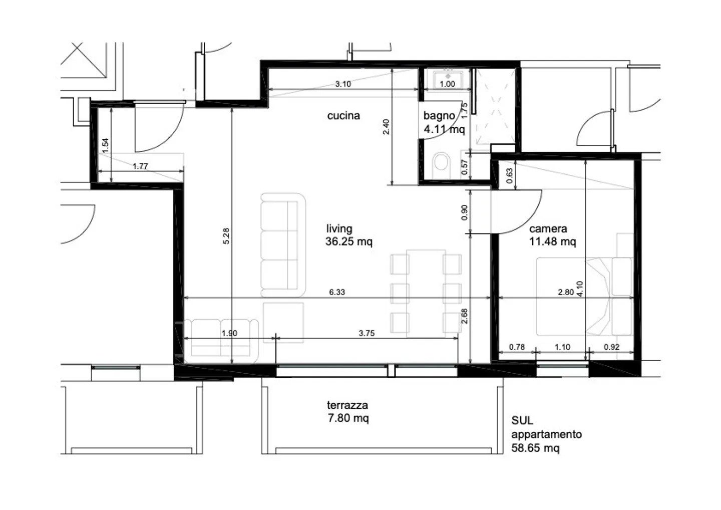 BRIGHT 2.5 ROOMS WITH BALCONY AND PARKING SPACE IN LUGANO - Photo 7 of 7