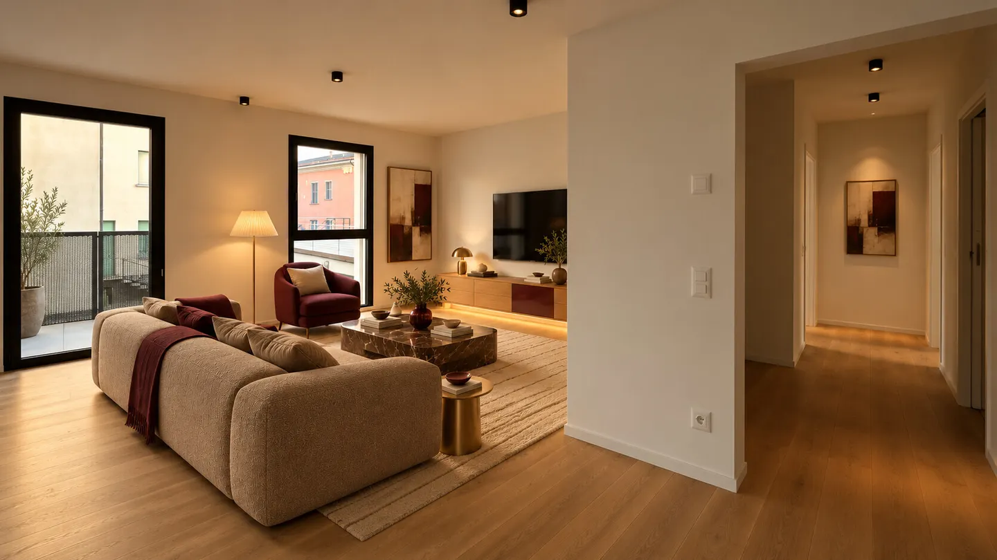 NEW 3.5-ROOM APARTMENT WITH LAKE VIEW IN MASSAGNO - Photo 6 of 13