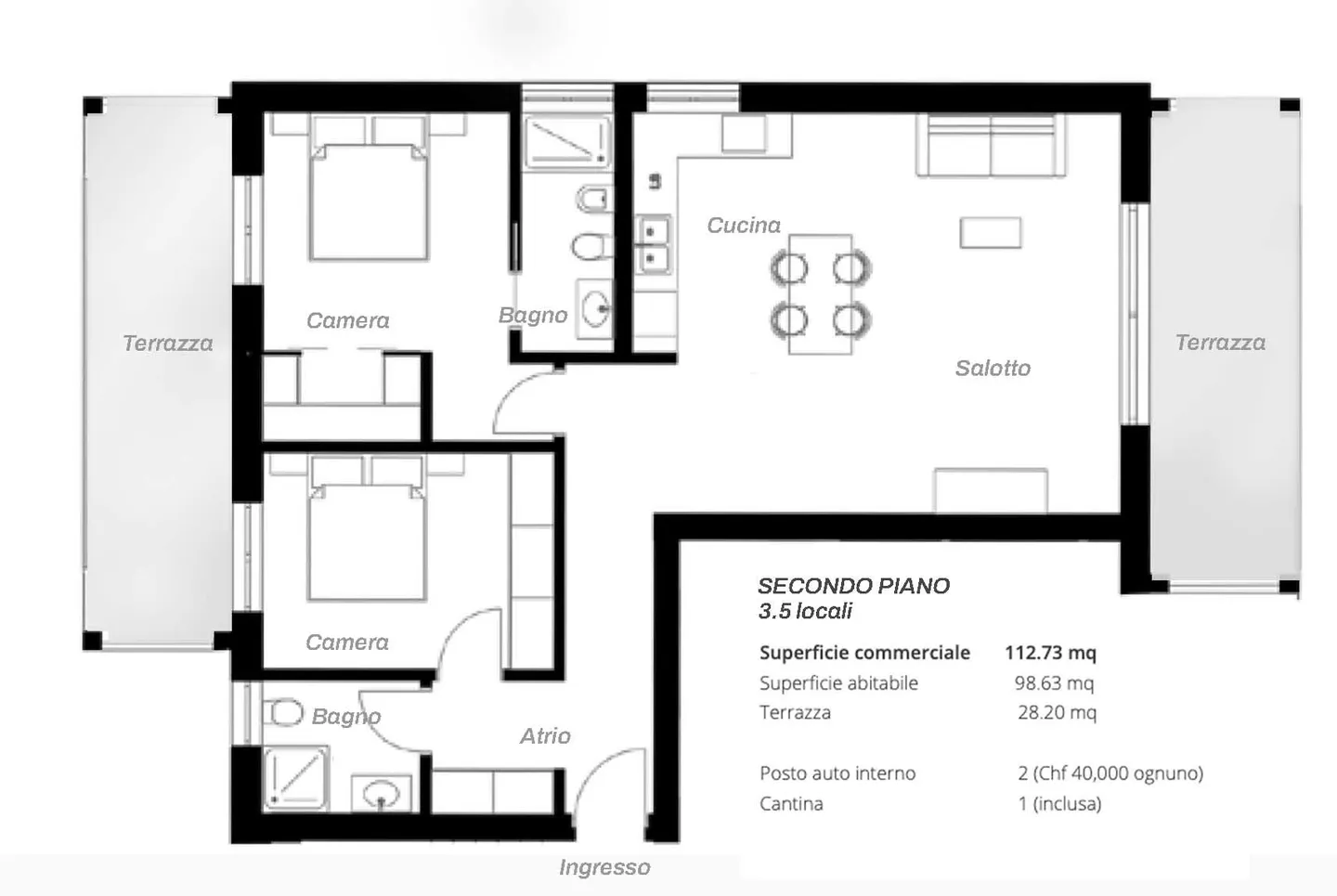 NUOVO ATTICO 3.5 LOCALI A REDDITO CON TERRAZZA A CASLANO - Foto 4 di 4