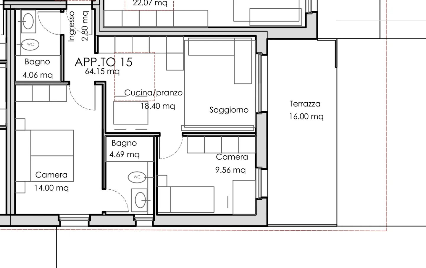 MODERNO ATTICO 3.5 LOCALI CON ROOF TOP A VACALLO - Foto 7 di 7