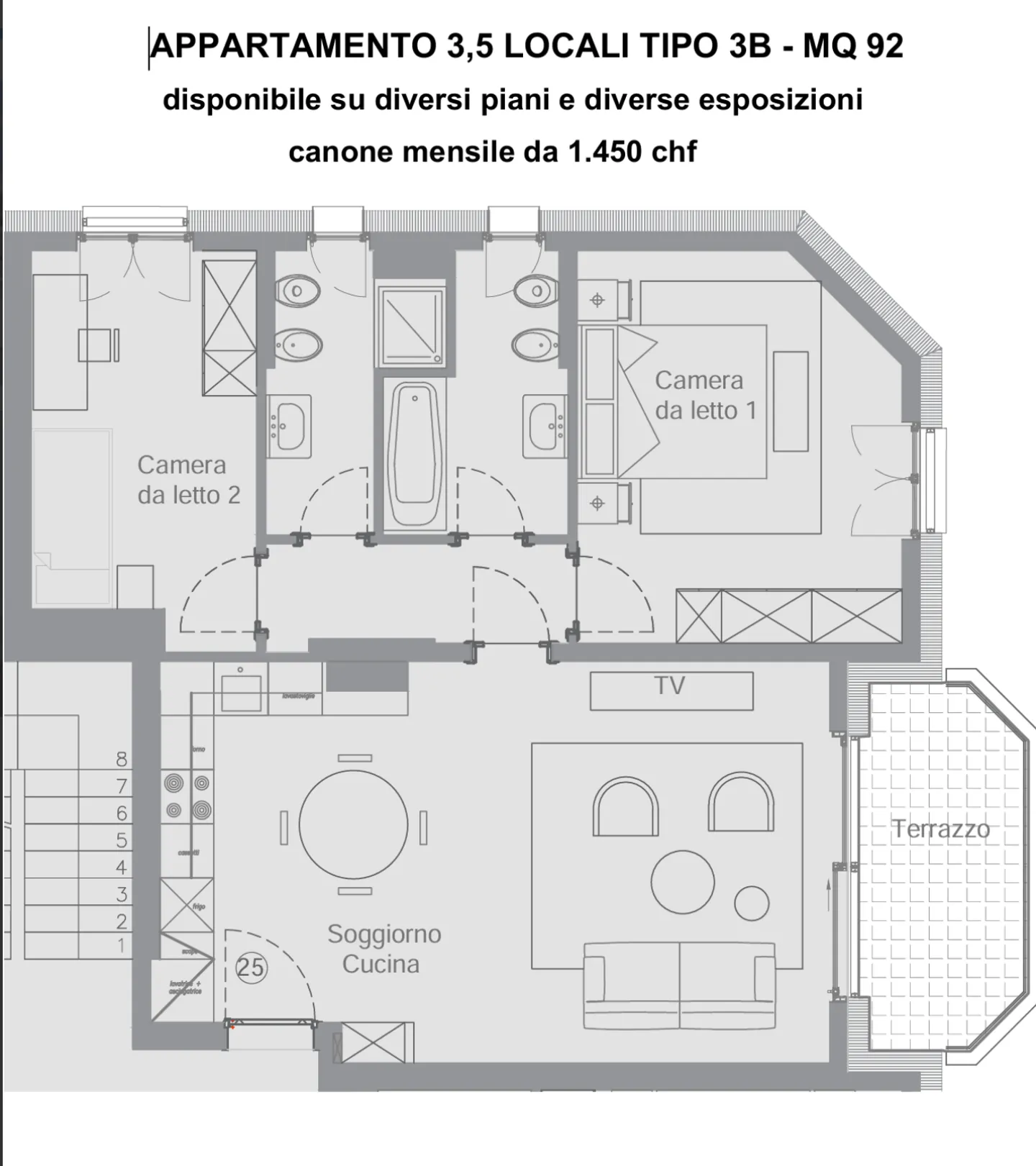ZU VERMIETEN NEUE 3.5 ZIMMER MIT AUSSICHT IN MORBIO INFERIORE - Foto 6 von 6