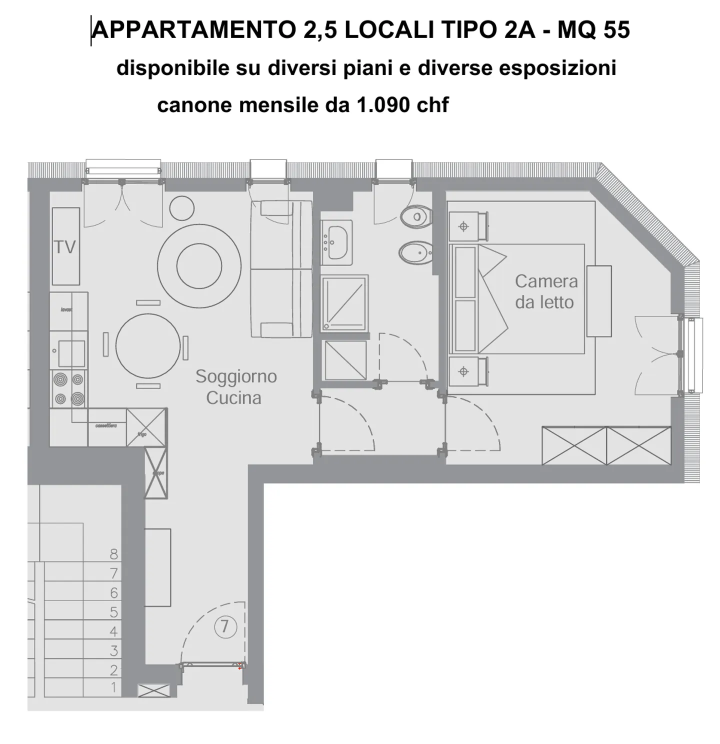 ZU VERMIETEN NEUE 2.5 ZIMMER IN MORBIO INFERIORE - Foto 6 von 6