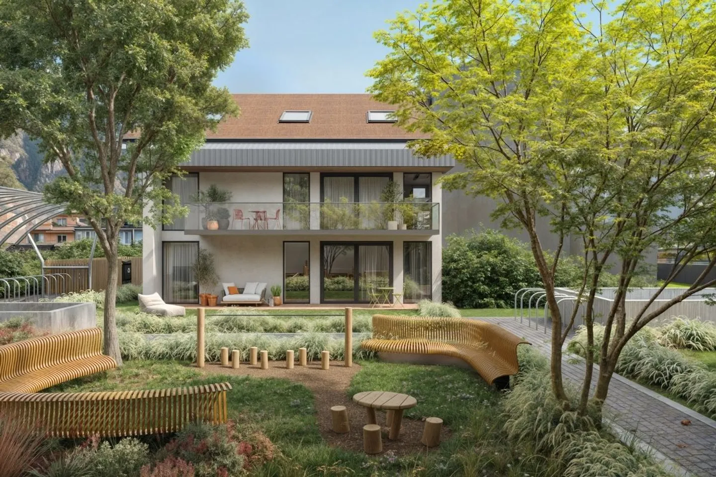 Lot B2 - Nuovo studio al piano terra con terrazza/giardino e a pochi passi dal lago - Promozione Grand'Rive - In vendita a Villeneuve - Foto 1 di 6