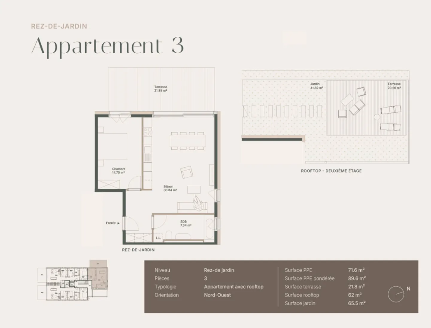 3-room apartment on the garden level with rooftop - Photo 4 of 5