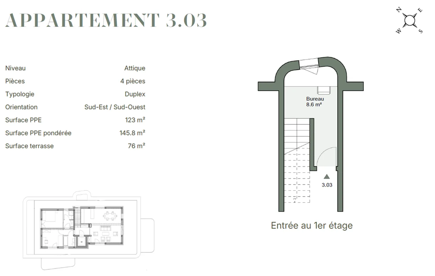 Appartement attique avec terrasse de 76 m² - Photo 5 sur 7