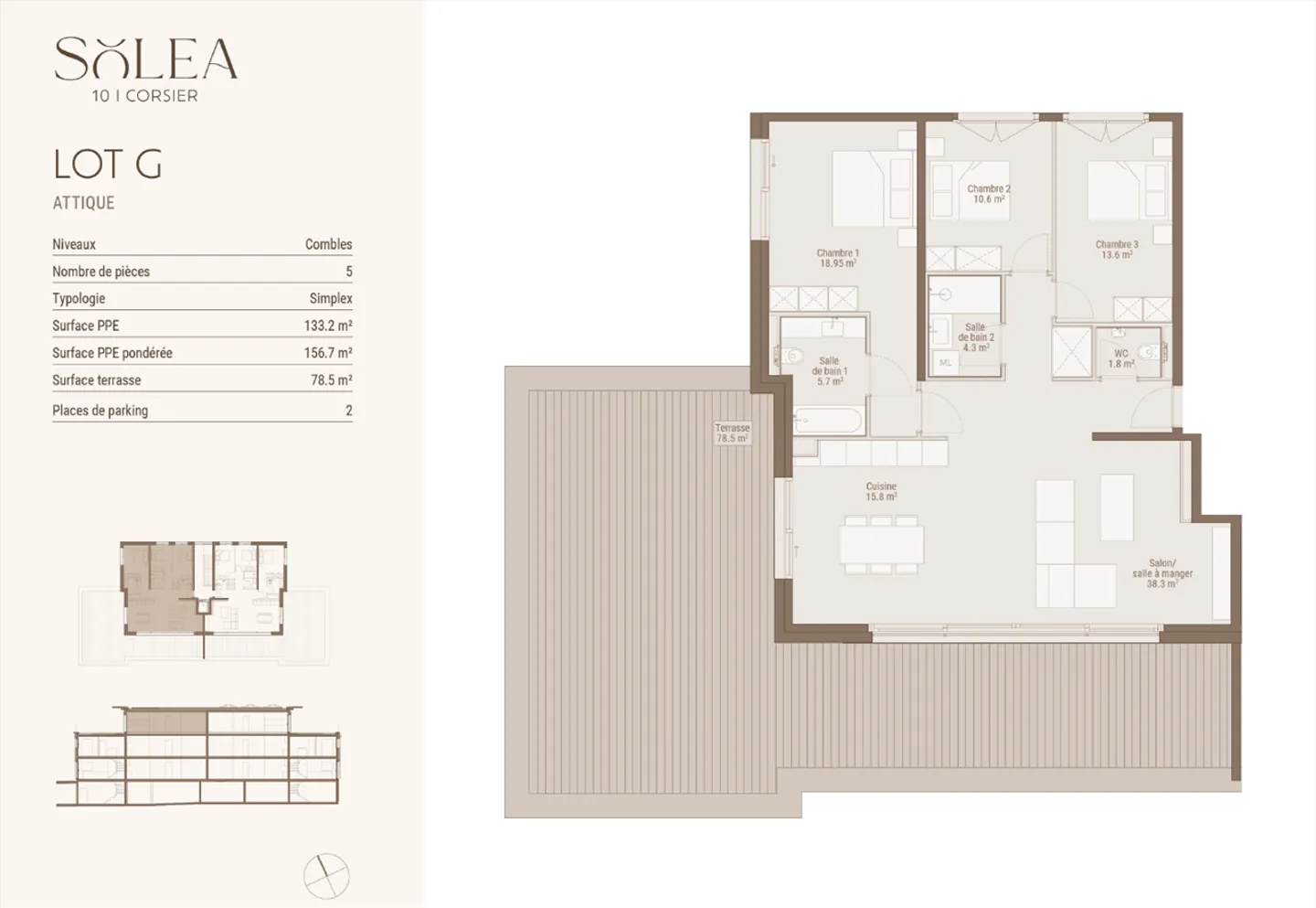 5 rooms in attic with 78 m² terrace - Photo 4 of 6